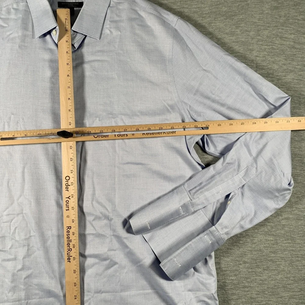 Banana Republic Shirt Mens XL Blue Camden Standard Fit Non Iron Dress Check